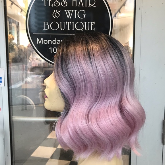 Pink ombré bob Lavoy Lacefront Swisslace wig main image 4